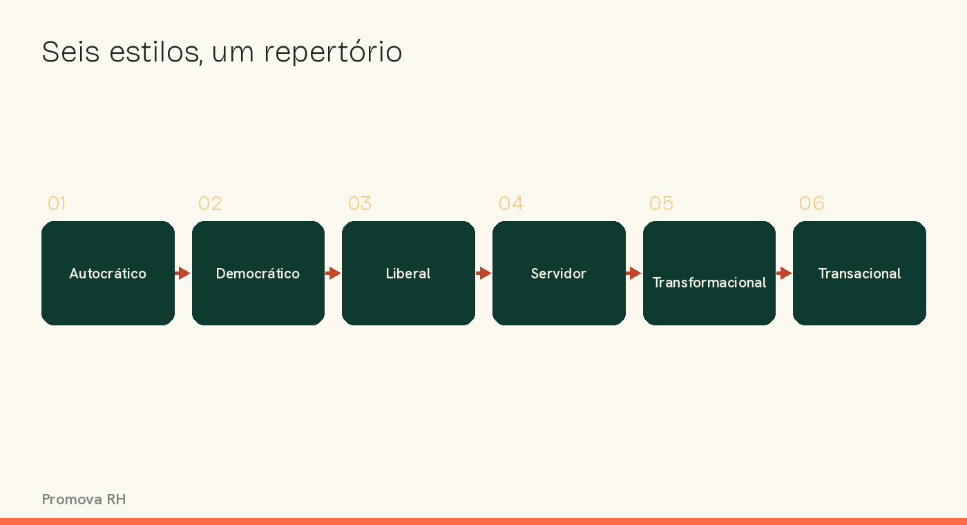 Diagrama dos seis estilos de liderança